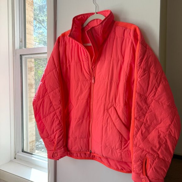 NWT Free People Pippa Packable Puffer Jacket Neon Coral FP Movement Medium - Picture 12 of 12